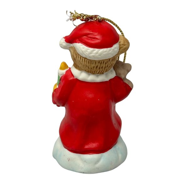 CVS 1997 Traditions Ornament Teddy Bear In Santa Suit Holding Candle & Toy - Picture 4 of 7